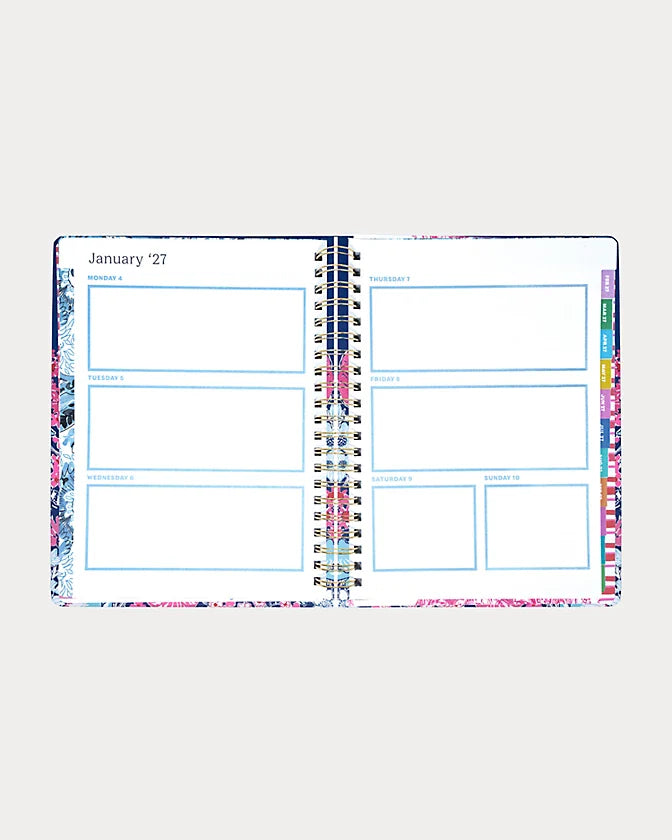 Lilly Pulitzer 2026-2027 17 Month Jumbo Agenda Floral color in Starlight Navy In All Her Glory