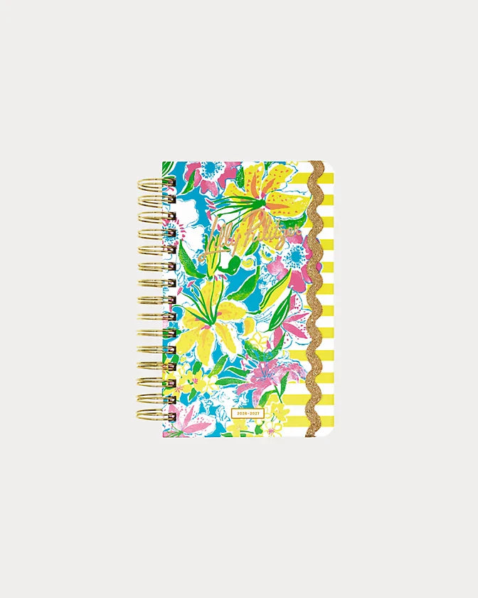 Floral Lilly Pulitzer 2026-2027 17 Month Medium Agenda notebook with gold spiral binding