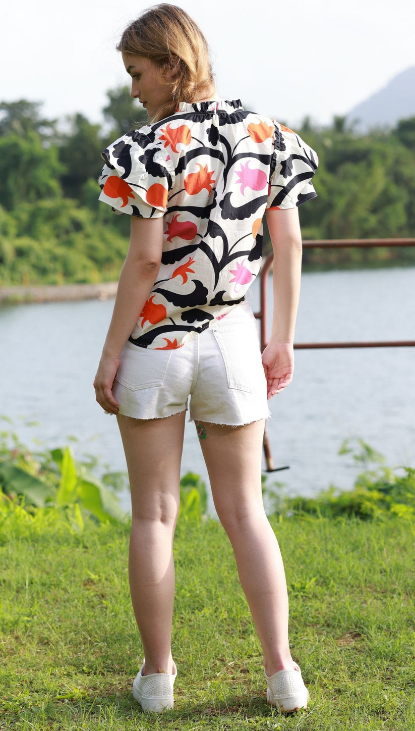 Maude | Wren Top S/s Print Top