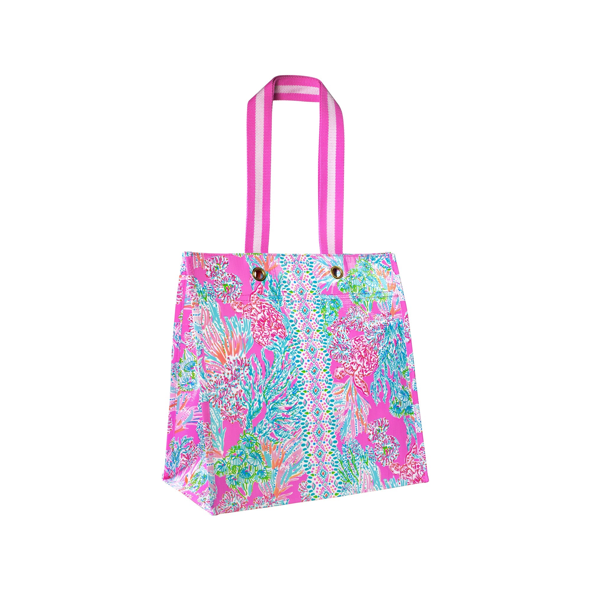 Market Tote, Seaing Things Lilly Pulitzer colorful tote bag with floral pattern