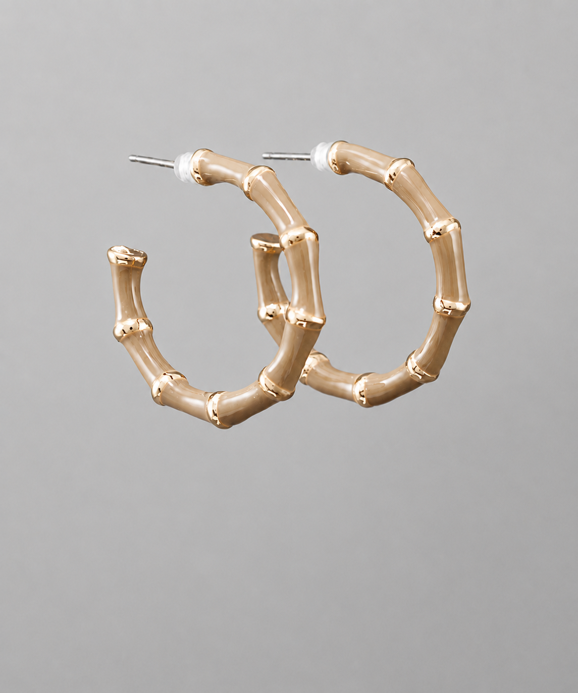 Enamel Bamboo Hoops Earrings