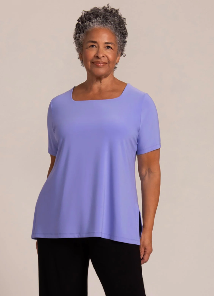 Sympli | Soft Square Neck Top, Short Sl