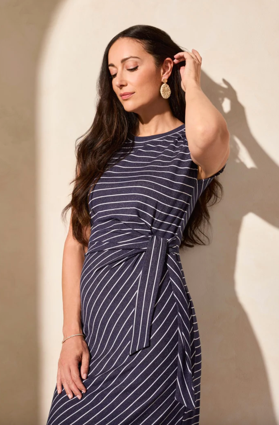 Tribal | S/s Dress W/front Self Belt