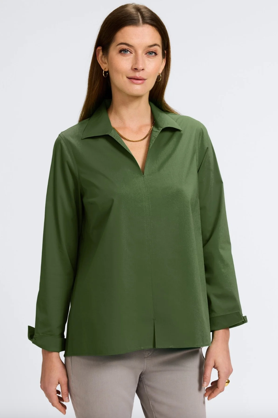 Foxcroft | Anges Sleeve Shirt Basil