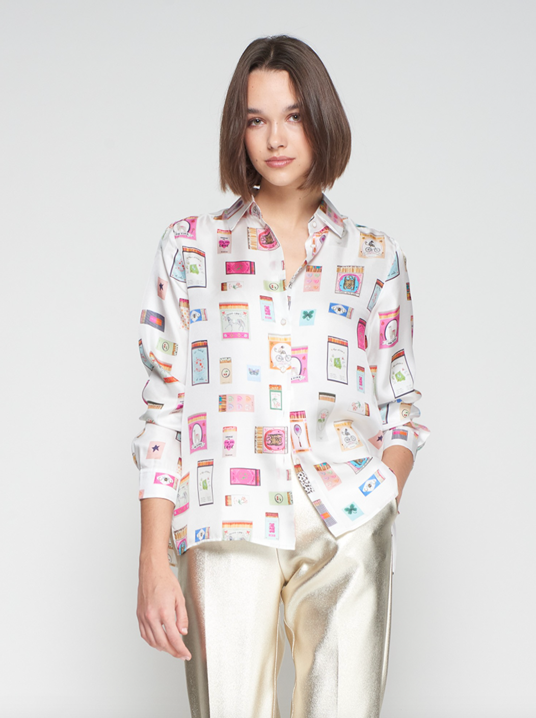 Vilagallo | Silk Matches Print Top