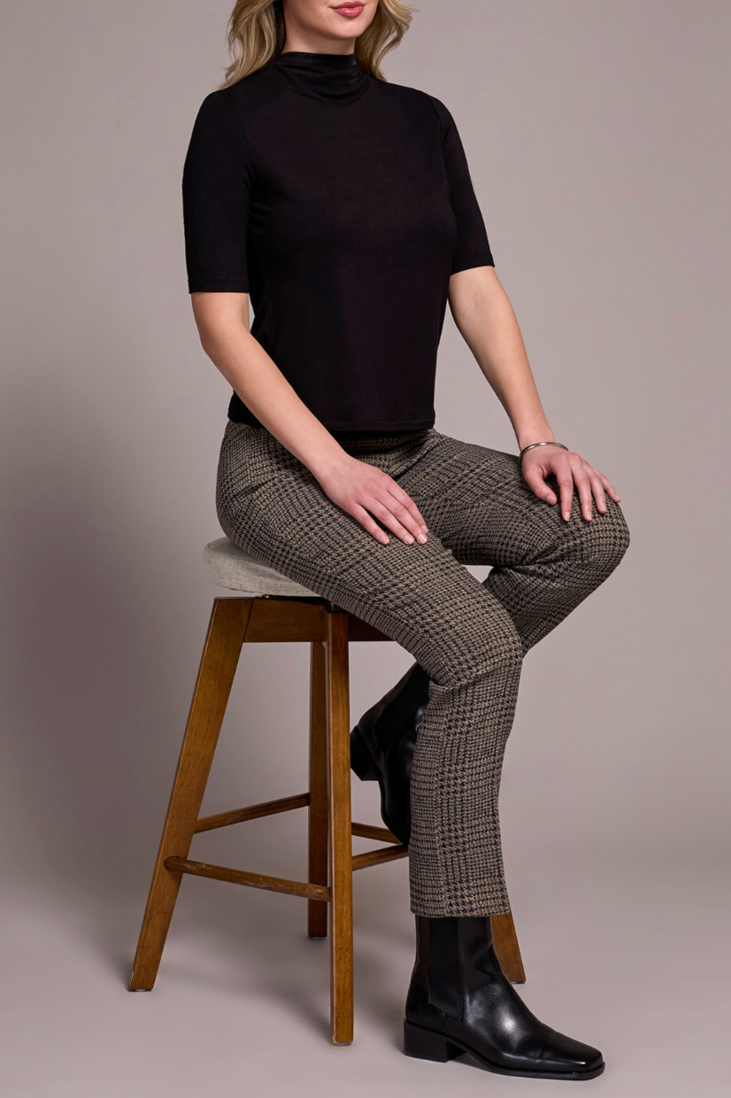Tribal | Funnel Nk Elbow Slv Knit Top -