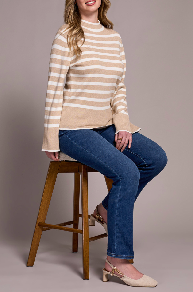 Tribal | L/s Funnel Nk Sweater-h Slate