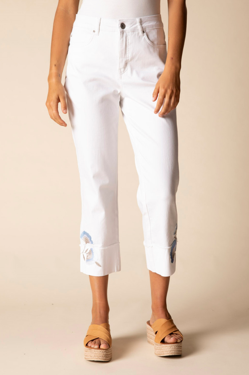 Stretch Denim Embro Cuff Pant