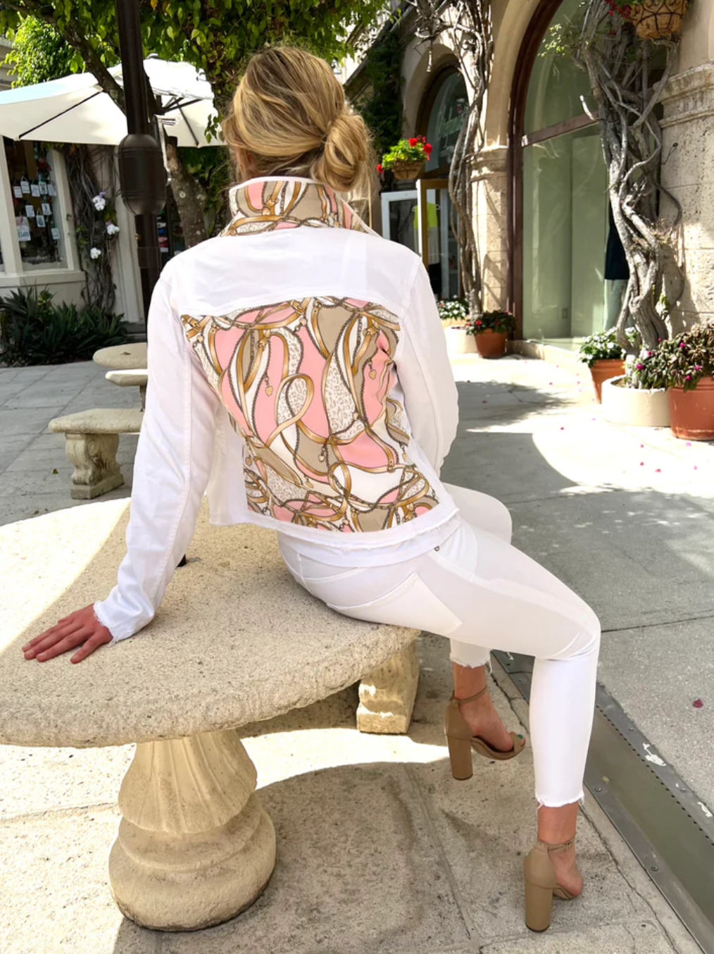Pink Makes Me Happy Print Denim Jacket