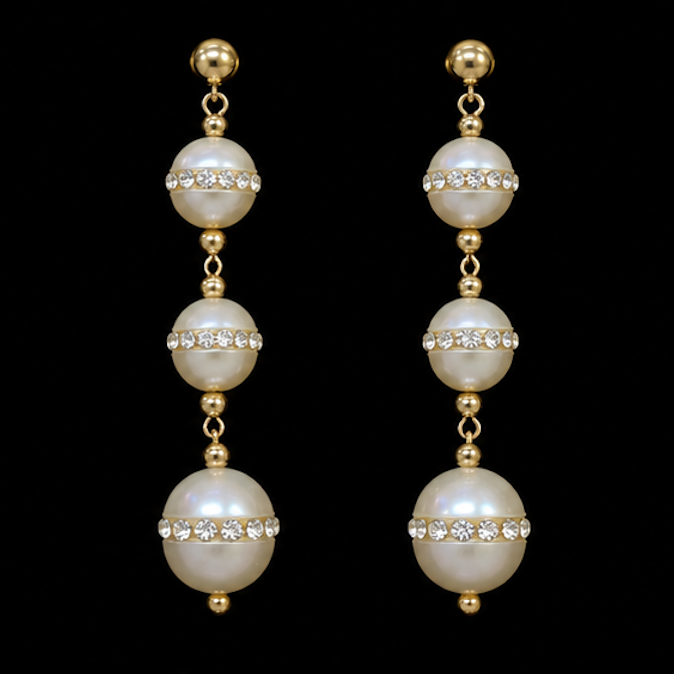 3 Pearl Drop Earrings