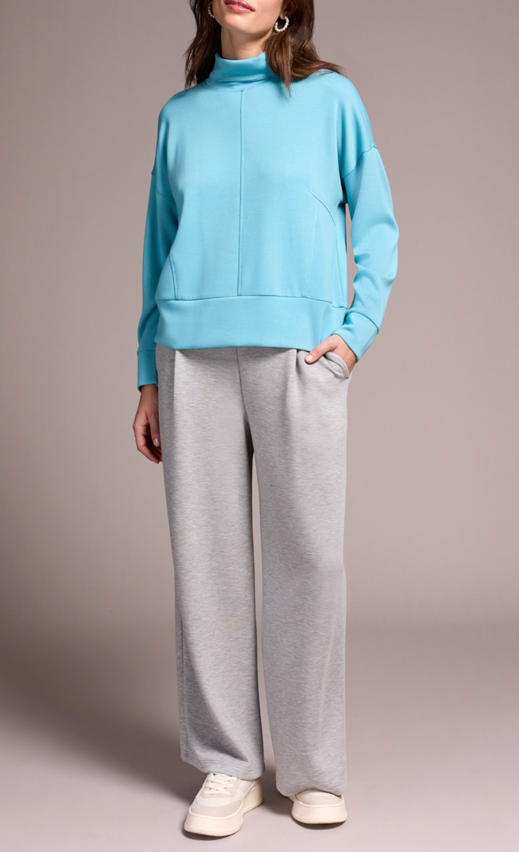 Tribal | L/s Funnel Neck Top-wasabi