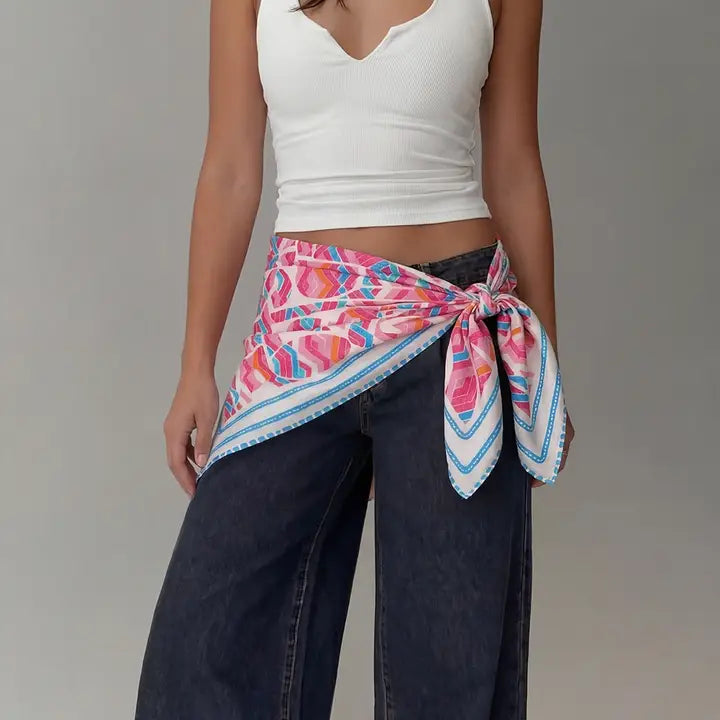 Colorful scarf tied around their waist