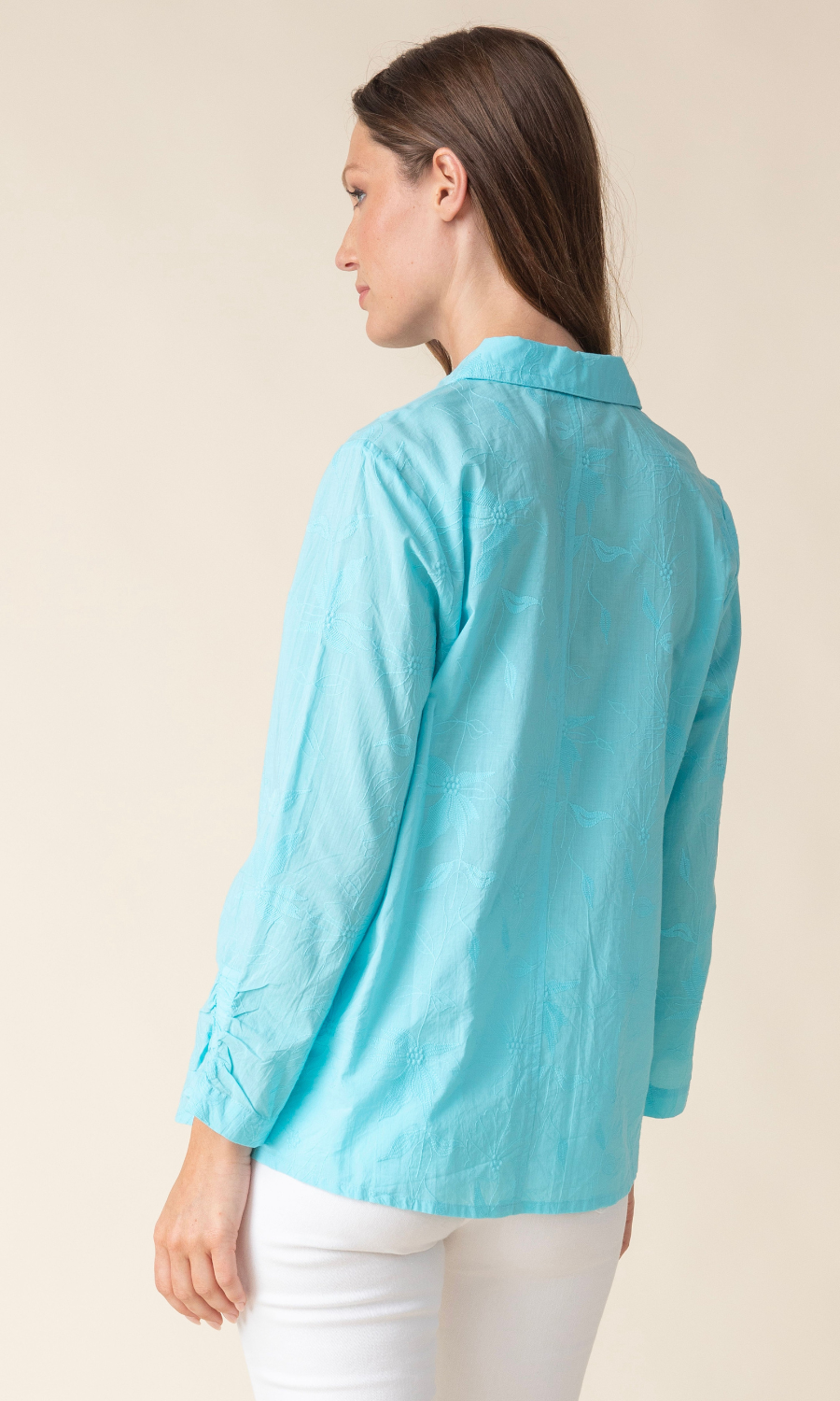 Habitat | Floral Embrdy Ruched Sleeve Sh