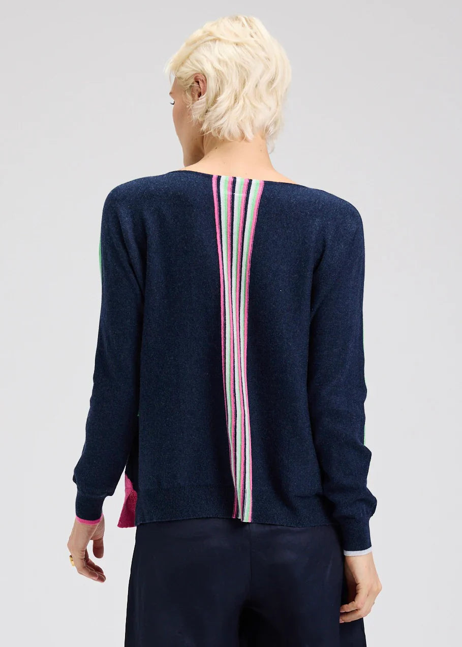 Womens navy sweater with circles