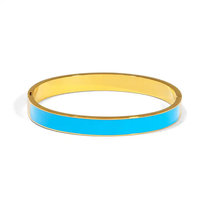 Zenzii Color Pop Bangle gold bangle with a blue band