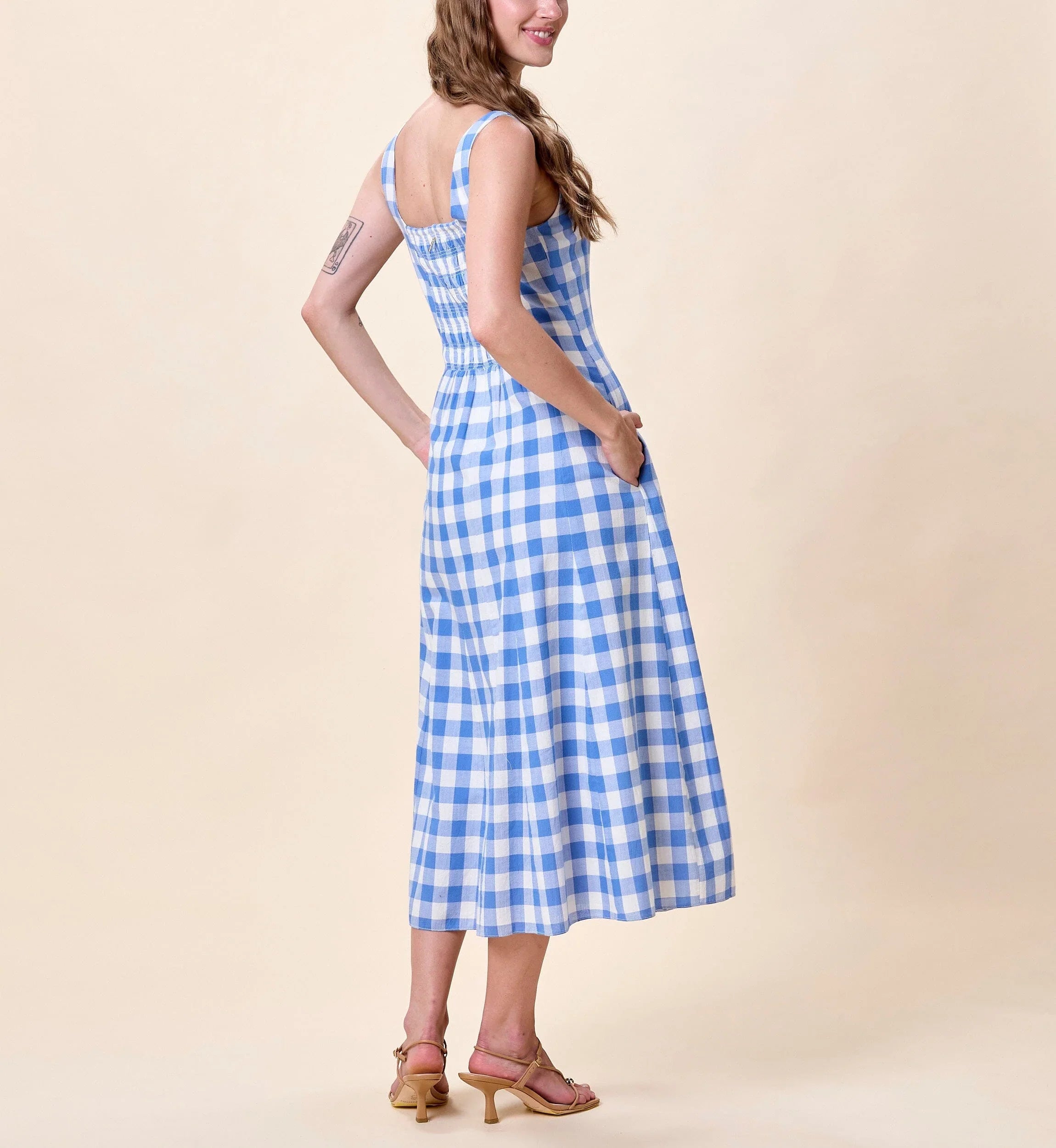 Cleobella | Ardena Ankle Dress - Blue Bonnet Gingham
