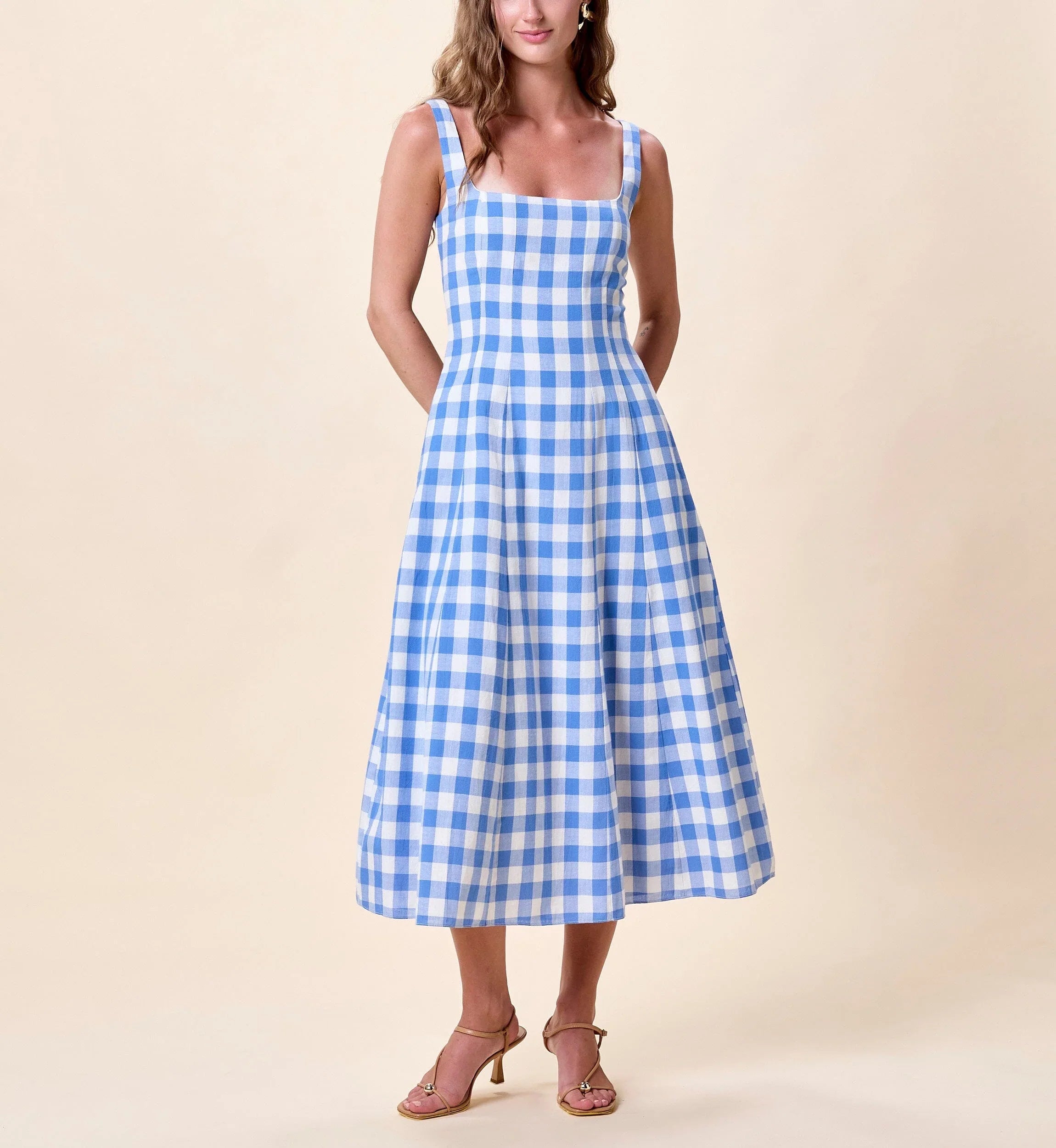 Cleobella | Ardena Ankle Dress - Blue Bonnet Gingham