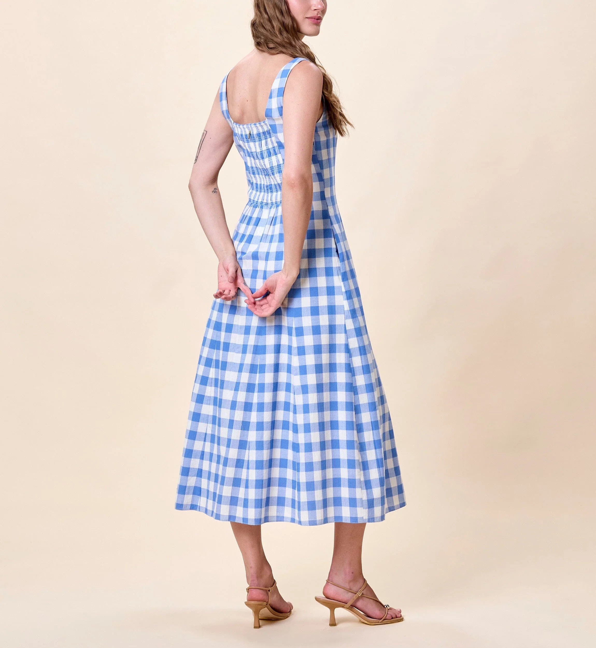 Cleobella | Ardena Ankle Dress - Blue Bonnet Gingham