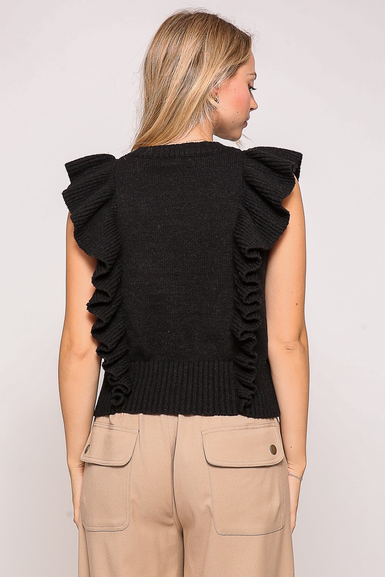 Cloister Collec | Ruffle Sleeve Cable Top