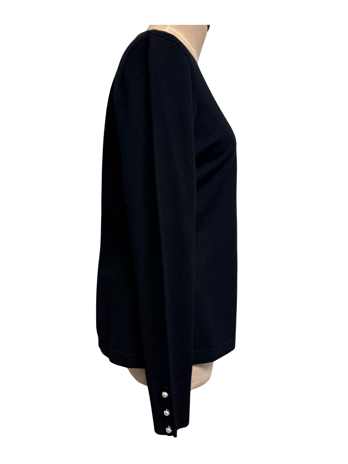 The H Edition | Black Long Sleeve with Pearl Buttons on the Cuffs - Evelyne Talman