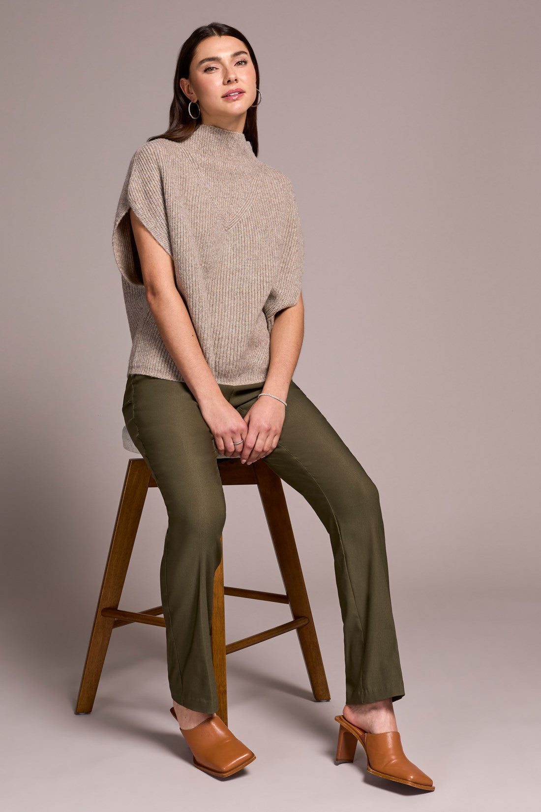 Tribal | Cap Sleeve Sweater-oatmeal