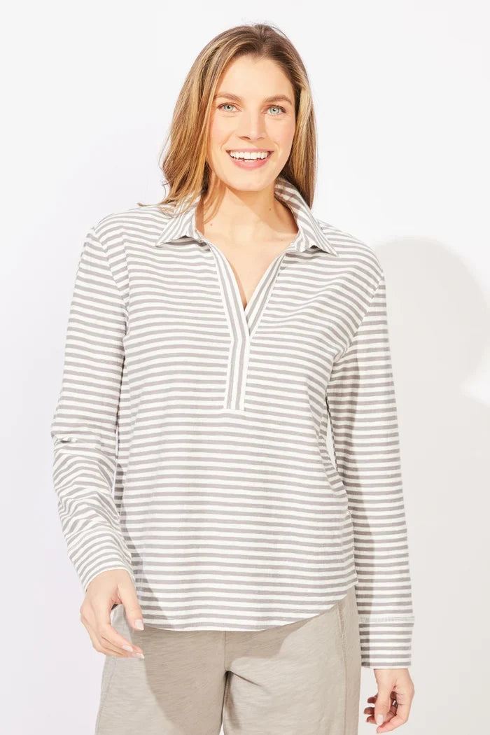 escape by habitat Verona Stripe Split Neck Top