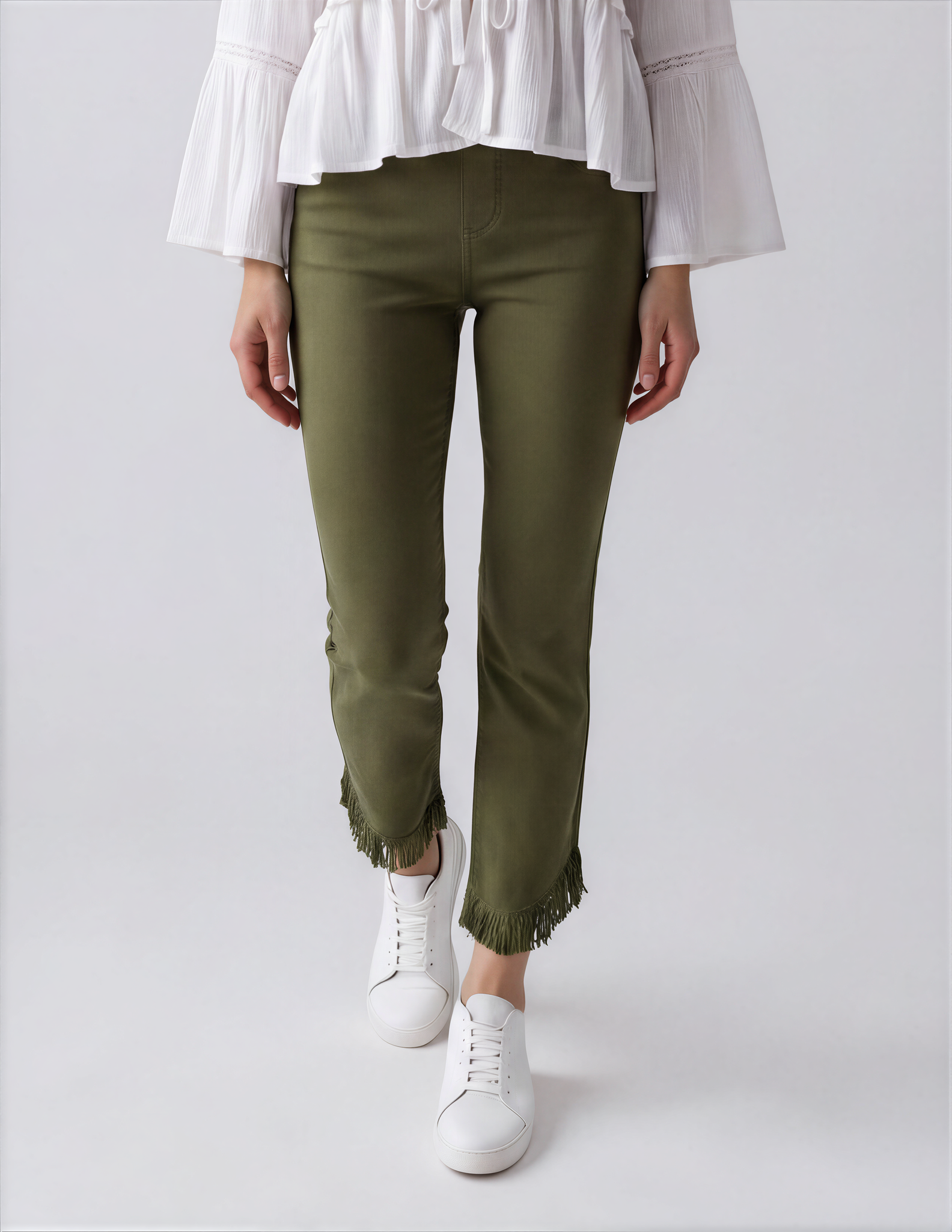 ethyl The Davenport - Fringe Jeans olive green