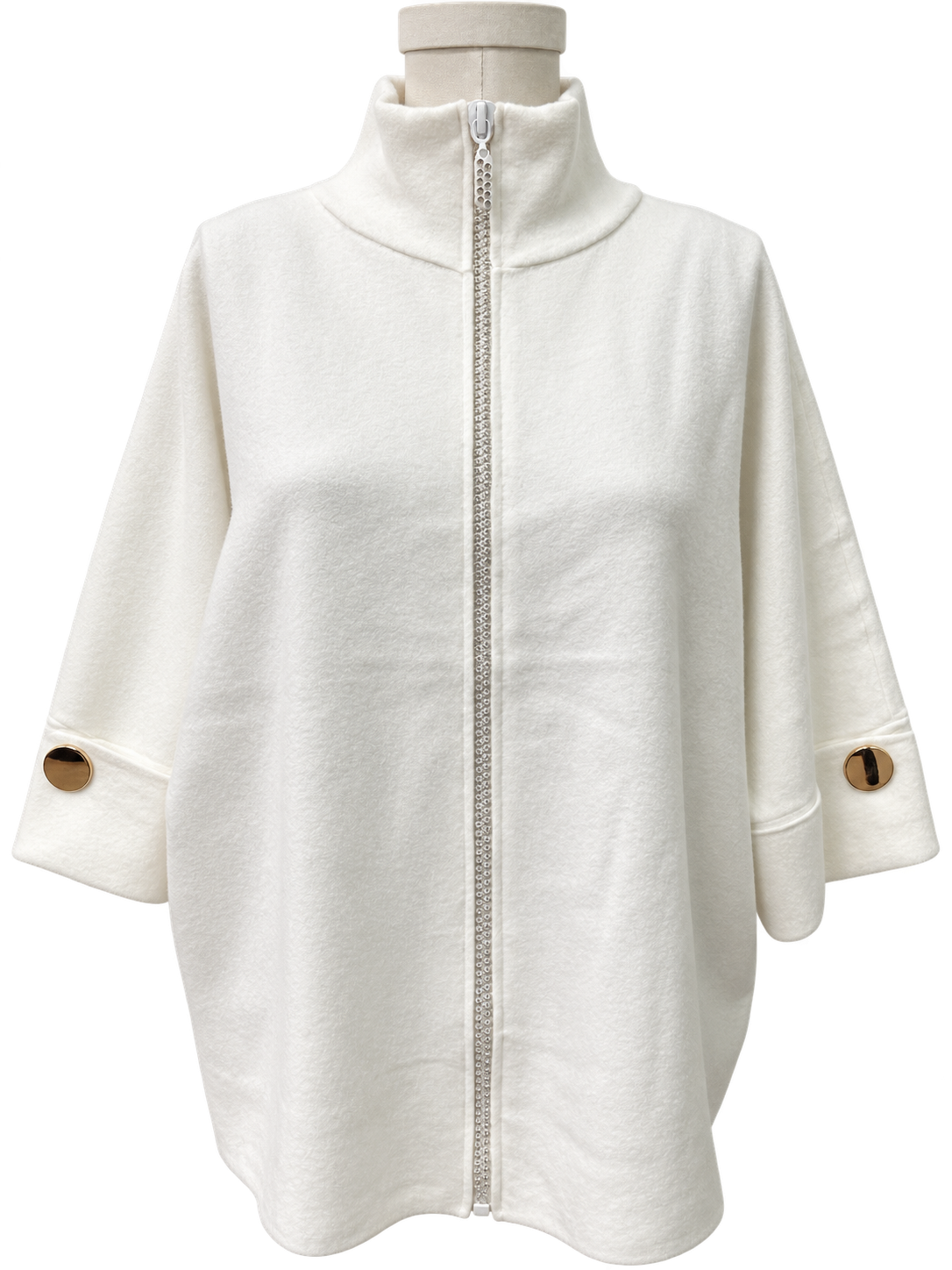 ivory Crystal Trim Zip-Up Jacket