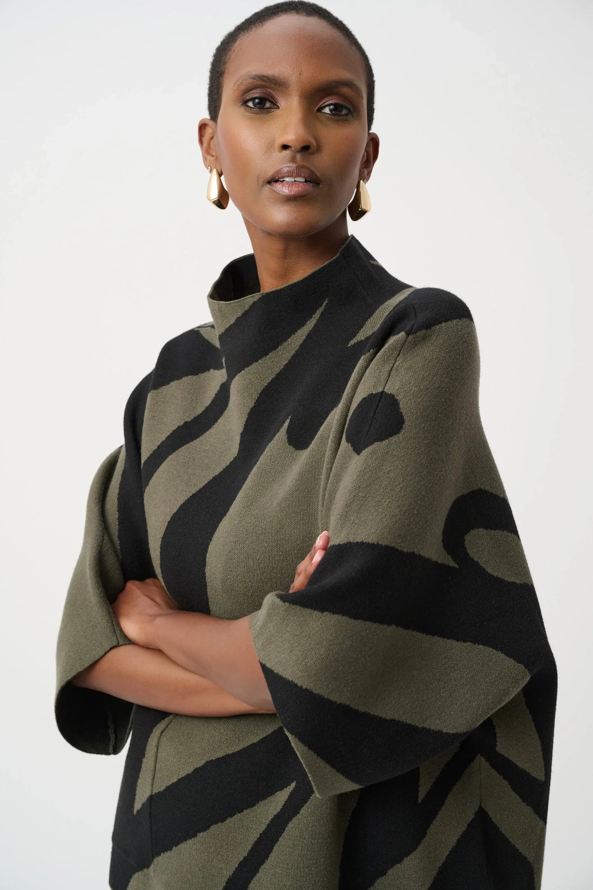 joseph ribkoff Abstract Funnel-Neck Sweater 263936