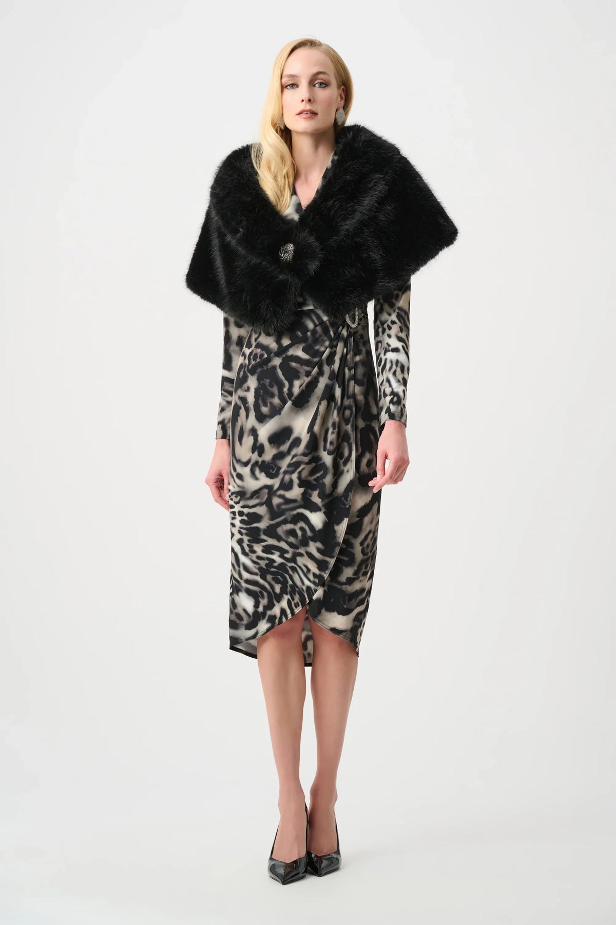 joseph ribkoff Faux Fur Shawl Wrap 263740