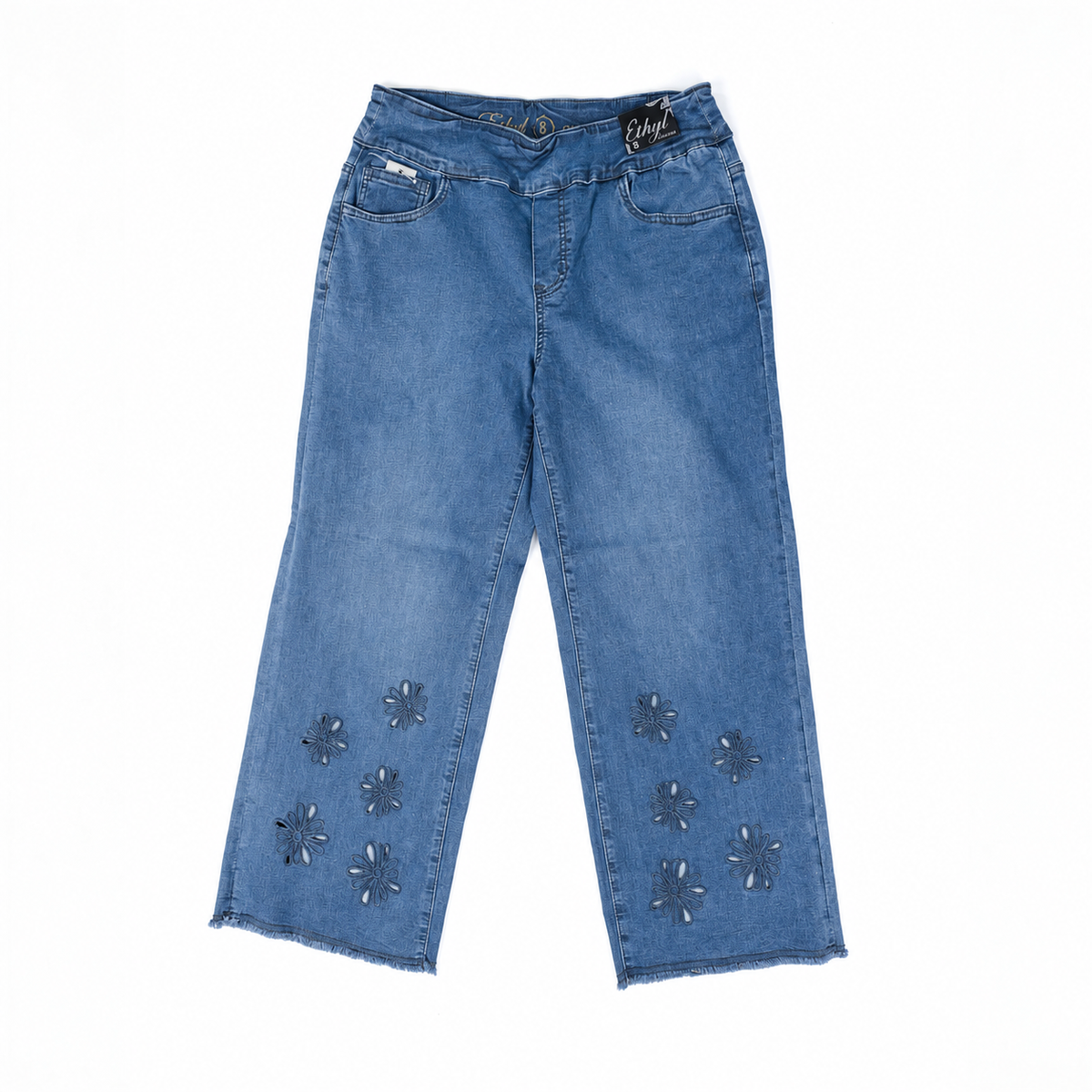 Medium Wash Jeans with Embroidery