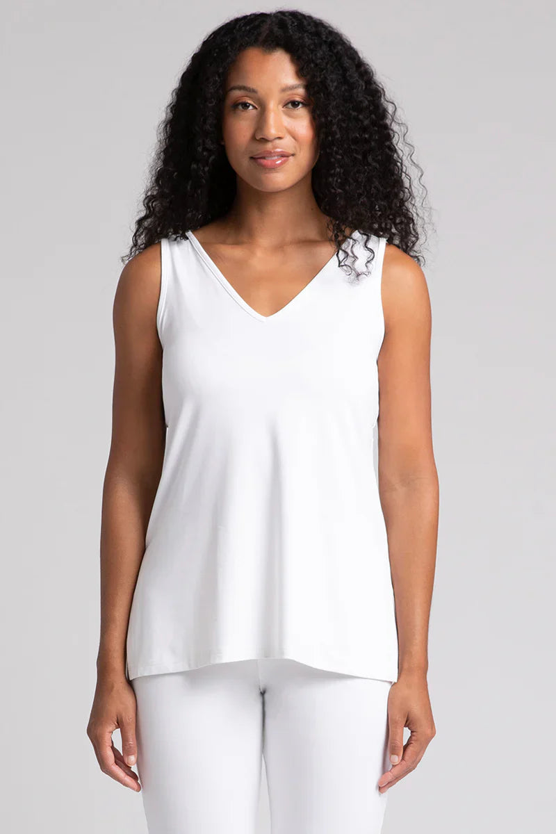 Reversible white V-neck tank top by SYMPLI, relaxed fit, made from soft, comfortable fabric, perfect for casual wear.