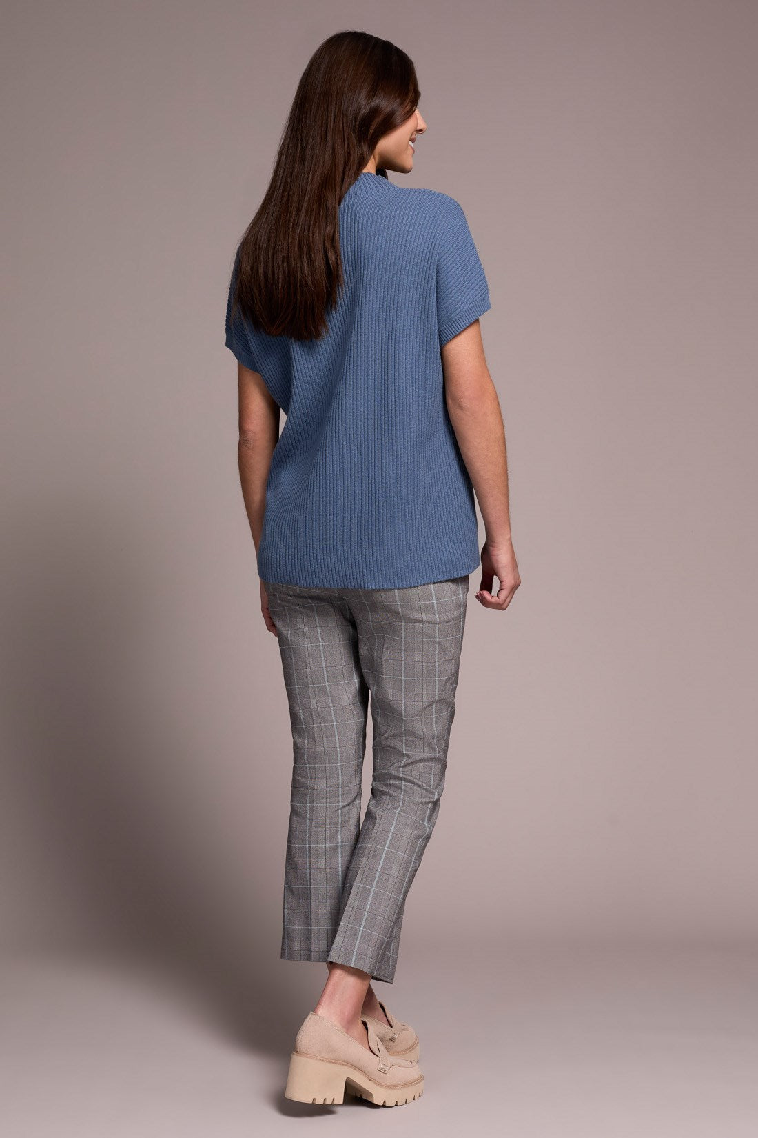 Tribal | Cotton Mock Neck Cap Short Sleeve Top - Evelyne Talman