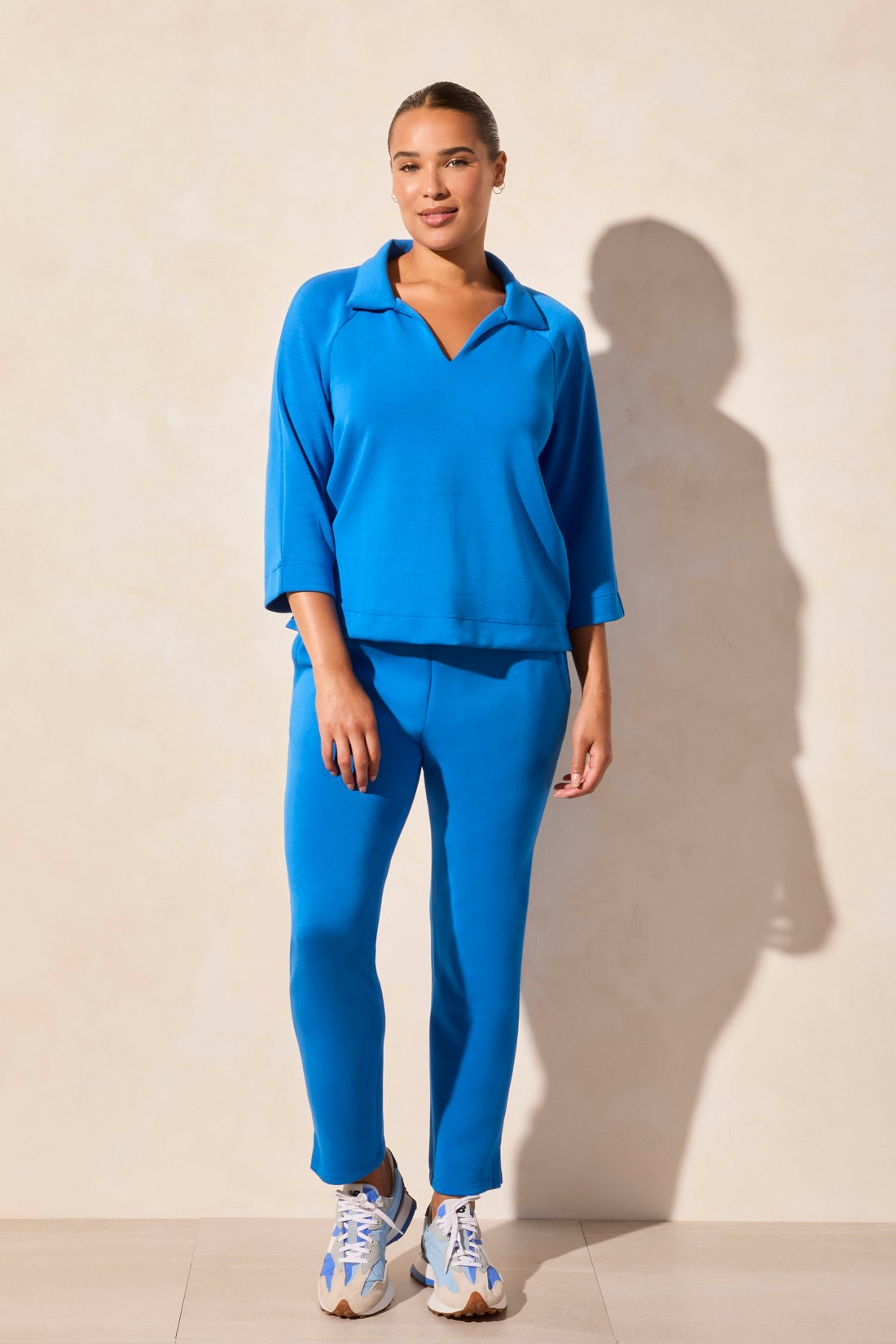 Tribal | 3/4 Slv Henley Top W/side Slit