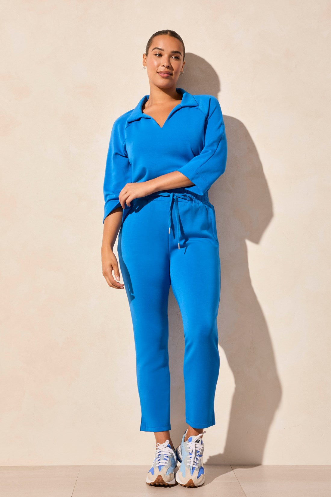 Tribal | 3/4 Slv Henley Top W/side Slit