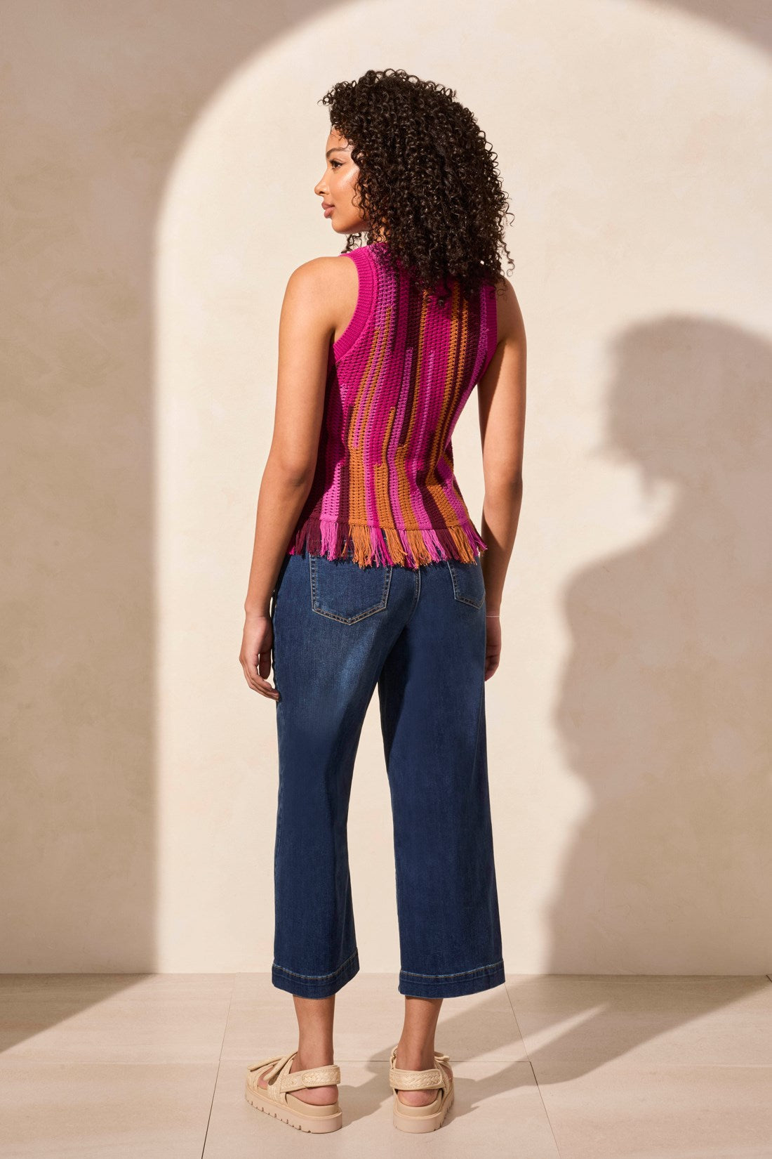 Tribal | Crew Nk Fringed Hem Swtr Cami