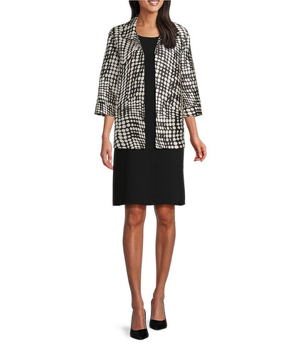 Abstract Geo Dot Printed Open-Front Jacket
