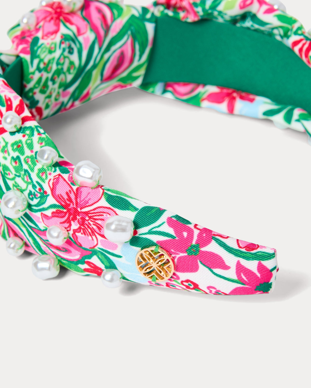 LILLY PULITZER embellished slim knot headband with colorful garden-inspired pattern and decorative details for a stylish look