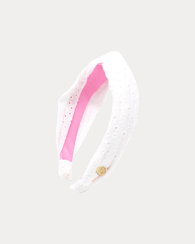 Lifeguard Press eyelet headband in resort white, featuring a stylish design with eyelet details, perfect for summer accessories.