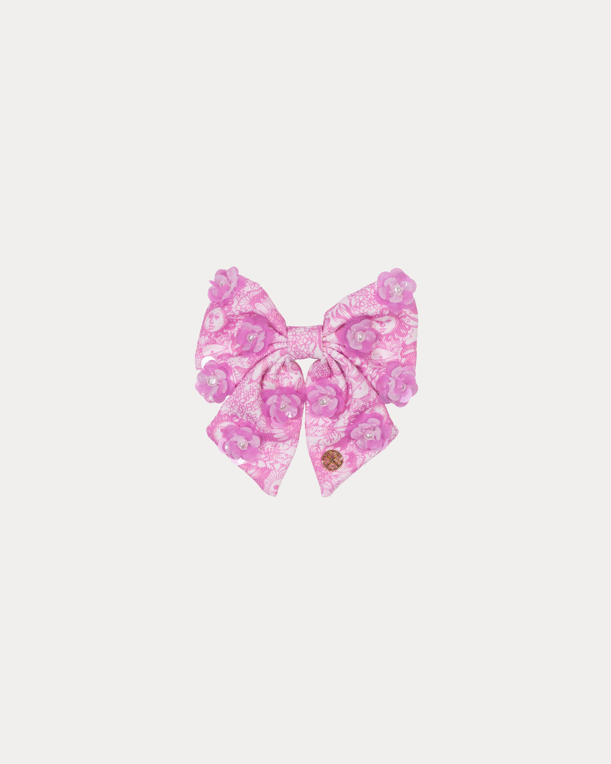 Girls Embellished Bow Barrett - Cherry Blossom Pink Fleur De Lilly