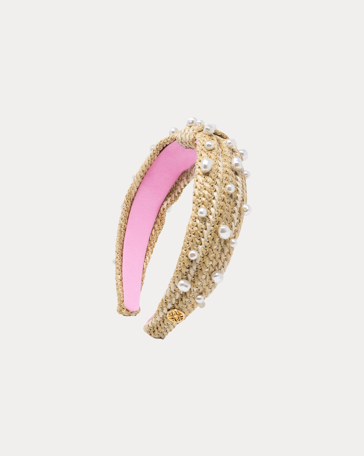 Embellished Low Knot Headband - Raffia X Resort White