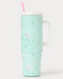 Lilly Pulitzer 30 Oz Stainless Steel Tumbler with Handle Mint Condition Fantastical with pink straw 