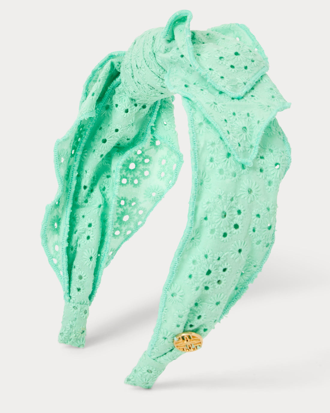 Side Bow Knotted Eyelet Headband - Mint Condition