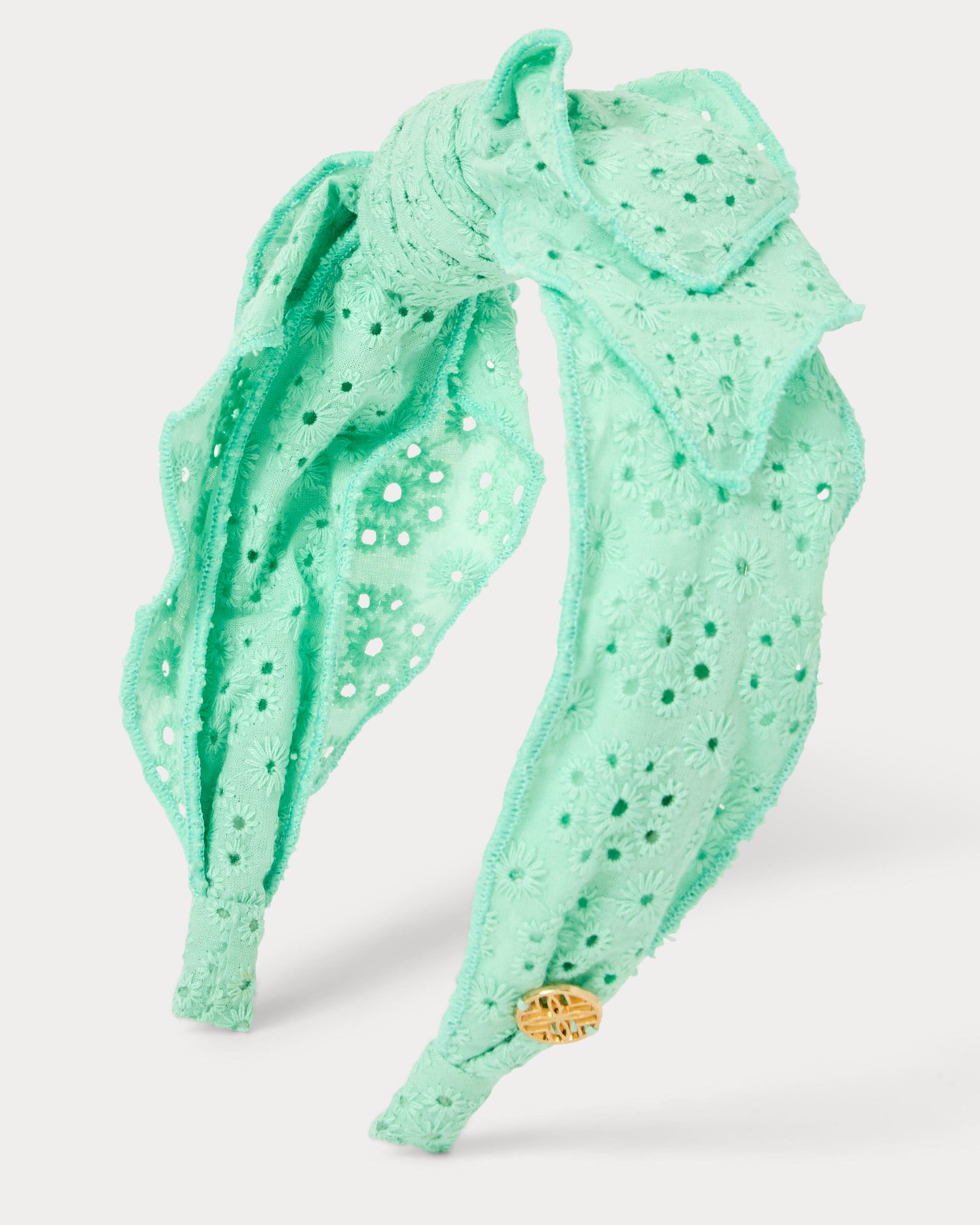 Side Bow Knotted Eyelet Headband - Mint Condition