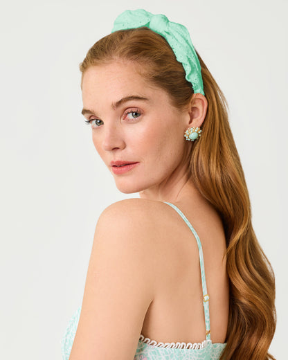 Side Bow Knotted Eyelet Headband - Mint Condition