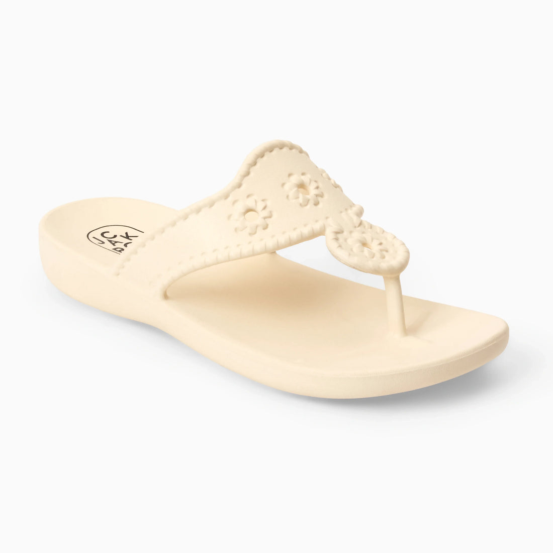 Cream Jack Rogers waterproof sandal for women with leather straps and sturdy sole, designed for comfort and durability.