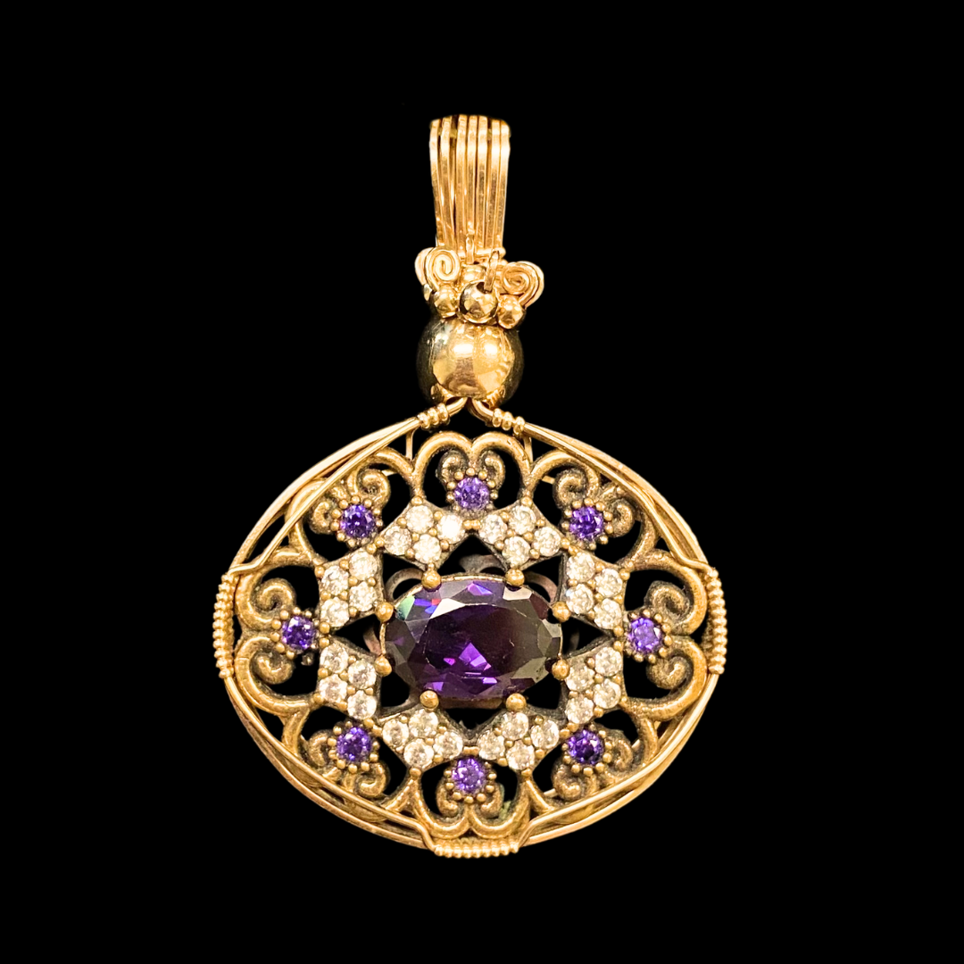 Turkish Amethyst &amp; White Topaz Pendant
