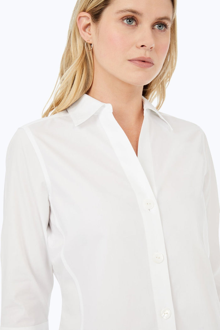 Foxcroft Paityn no iron pinpoint 3/4 sleeve shirt, women&