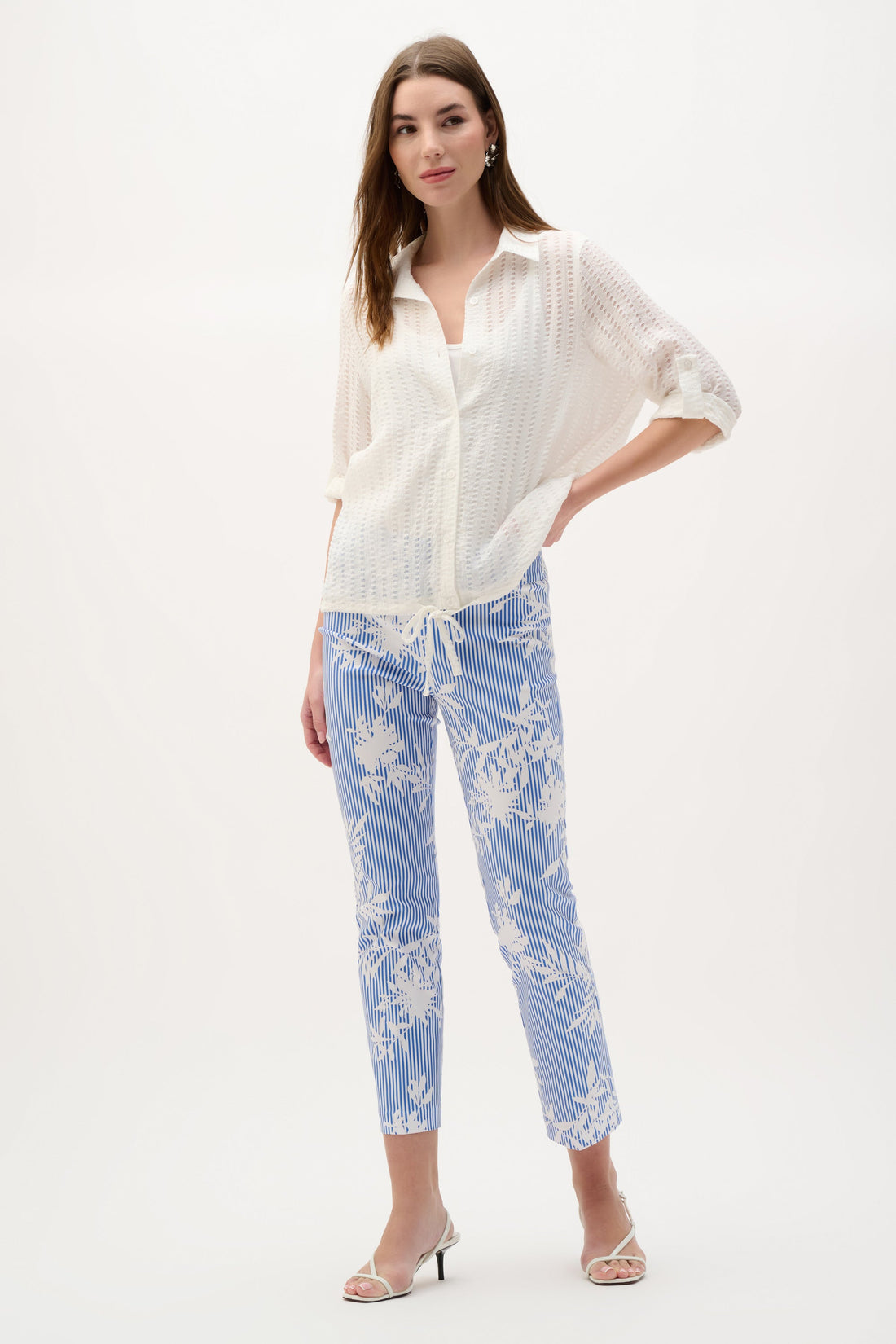 Joseph Ribkoff printed pull-on pants with a stylish pattern, featuring a comfortable fit and sleek design.