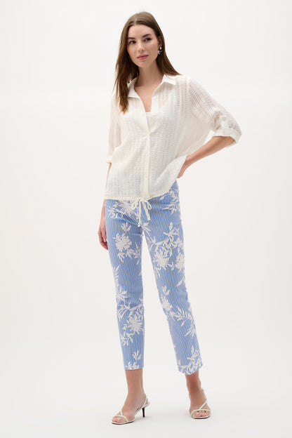 Joseph Ribkoff printed pull-on pants with a stylish pattern, featuring a comfortable fit and sleek design.